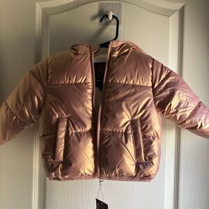 NWT SwissTech Pink metallic puffer jacket 12M